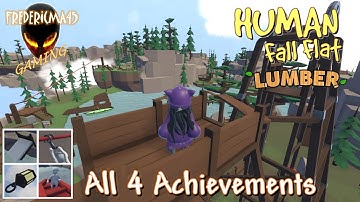 Human Fall Flat LUMBER level - Full Walkthrough - All 4 Achievements / Lantern Locations