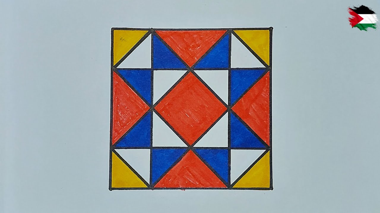 رسم سهل | رسم زخارف اسلامية | رسم وحدة زخرفية هندسية بطريقة سهلة