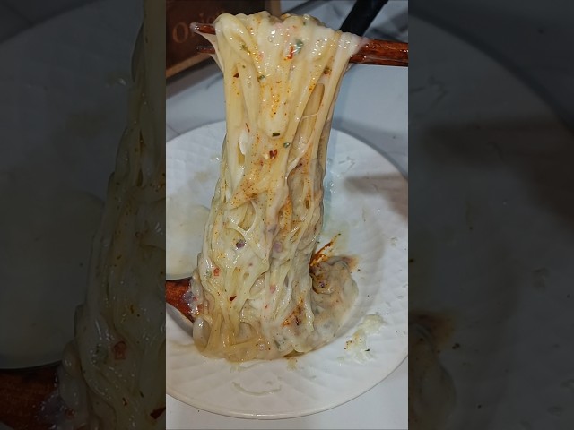 Nyobain spaghetti carbonara mozzarella #mukbang #mukbangindonesiafood #asmr #makan