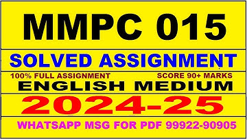 mmpc 15 solved assignment 2024-25 | mmpc 15 solved assignment in english 2025 | mmpc 15 2024-25