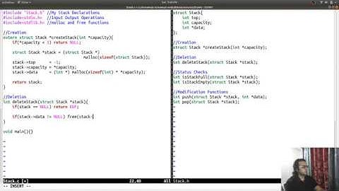 C Live Coding : Implement Stack DataStructures, Create Delete Push Pop isEmpty isFull operations