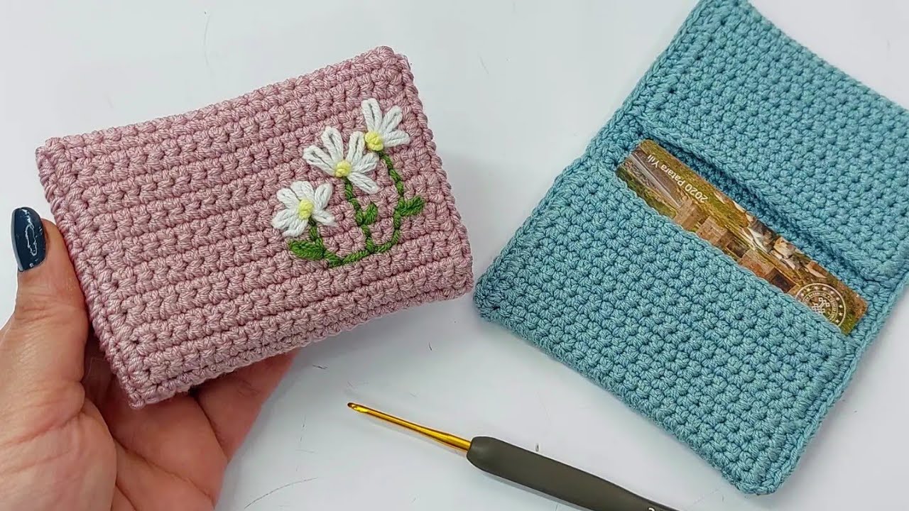 kullanmaya kıyamayacaksınız ✅ tığ işi papatya işlemeli örgü cüzdan yapılışı / örgü modelleri