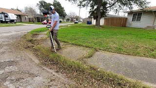 These sidewalks looked ABANDONED  So I cleared all the grass off to make them look NEW again