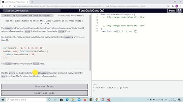 Tutorial 22 - use of every method - freecodecamp