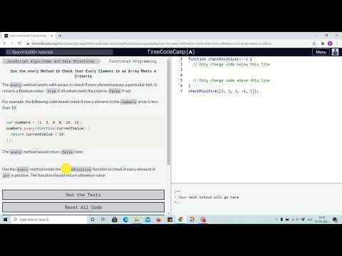 Tutorial 22 - use of every method - freecodecamp