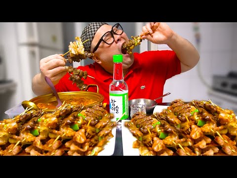 꼬치꼬치 따지지말고 보세요ㅋㅋ닭 <strong>80마리</strong>.. 꼬치로40개│닭꼬치먹방Various Chicken Skewers Mukbang Eatingshow