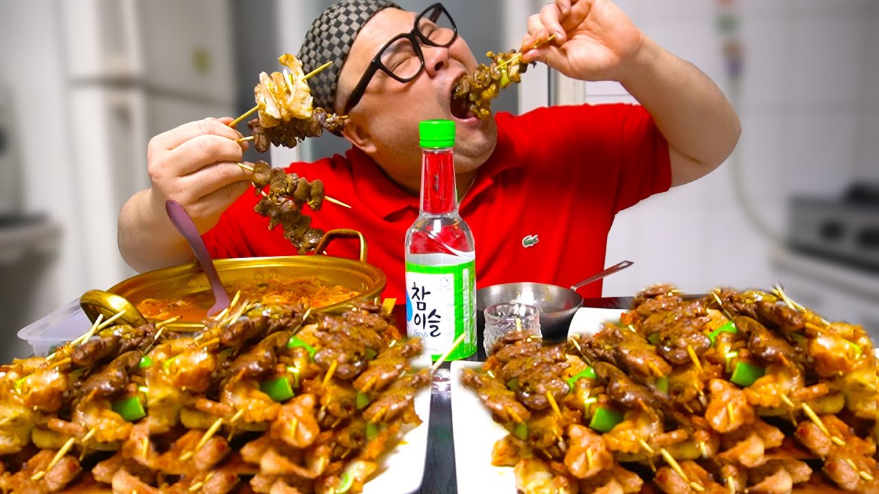 고아재!꼬치꼬치 따지지말고 보세요ㅋㅋ닭 80마리.. 꼬치로40개│닭꼬치먹방Various Chicken Skewers Mukbang Eatingshow