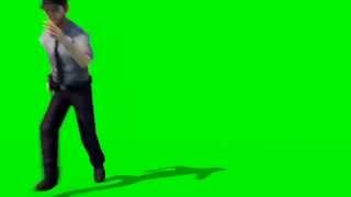 Green Screen Policeman Run to stop turn left Various Angles - Footage PixelBoom