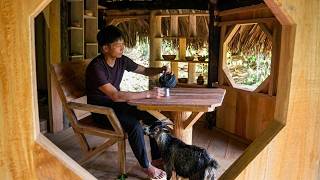 Building a Nail-Free Wooden Table & Chair Set | Finishing the Walls of the Bushcraft House.