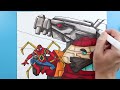 How to Draw IRON SPIDER, EGGMAN MECH, AND MECHAGODZILLA