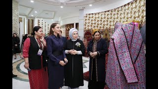 First Lady Mehriban Aliyeva viewed exhibitions of fine and decorative arts in city of Turkmenbashi