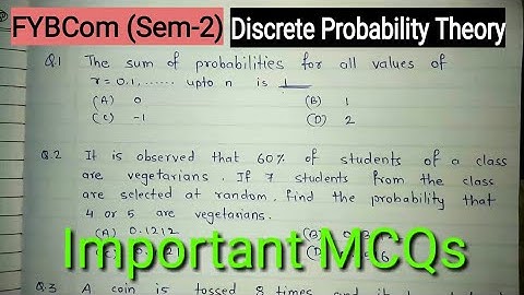 #4 Important MCQ | FYBCom (Sem-2) | Statistics | Discrete Probability Distribution by Ramesh Sir