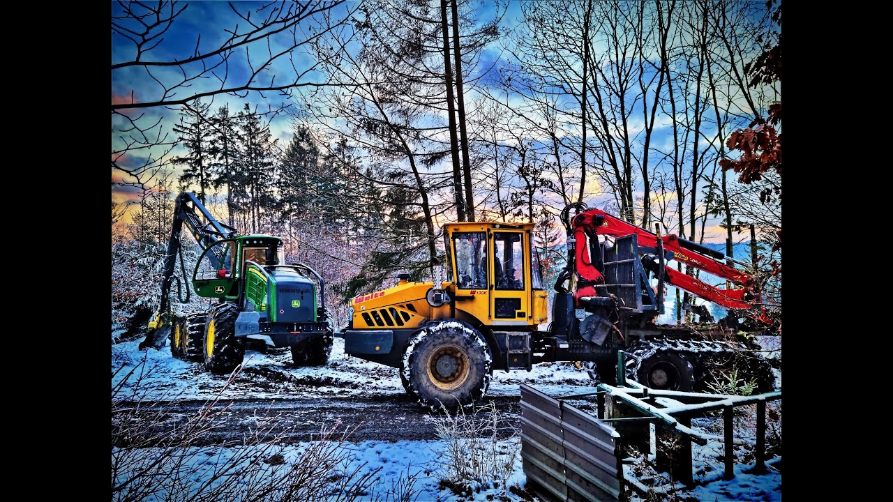 🌲John Deere 1470G / H425 & Welte 130K • Harvester & Forwarder • PCM Forst • Winter & Snow • Forest 🌲
