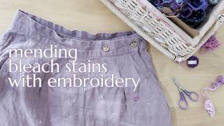 Mending bleach marks with Embroidery