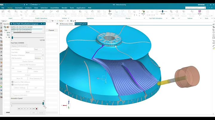 Siemens NX CAM - 5 Axis Milling Impeller with Machine Tool Simulation