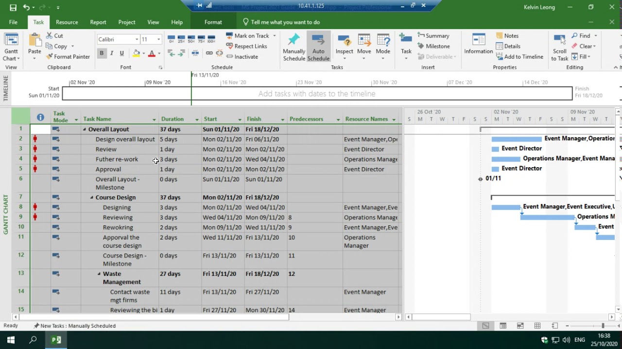 MS Project 4b schedule and link the tasks - YouTube