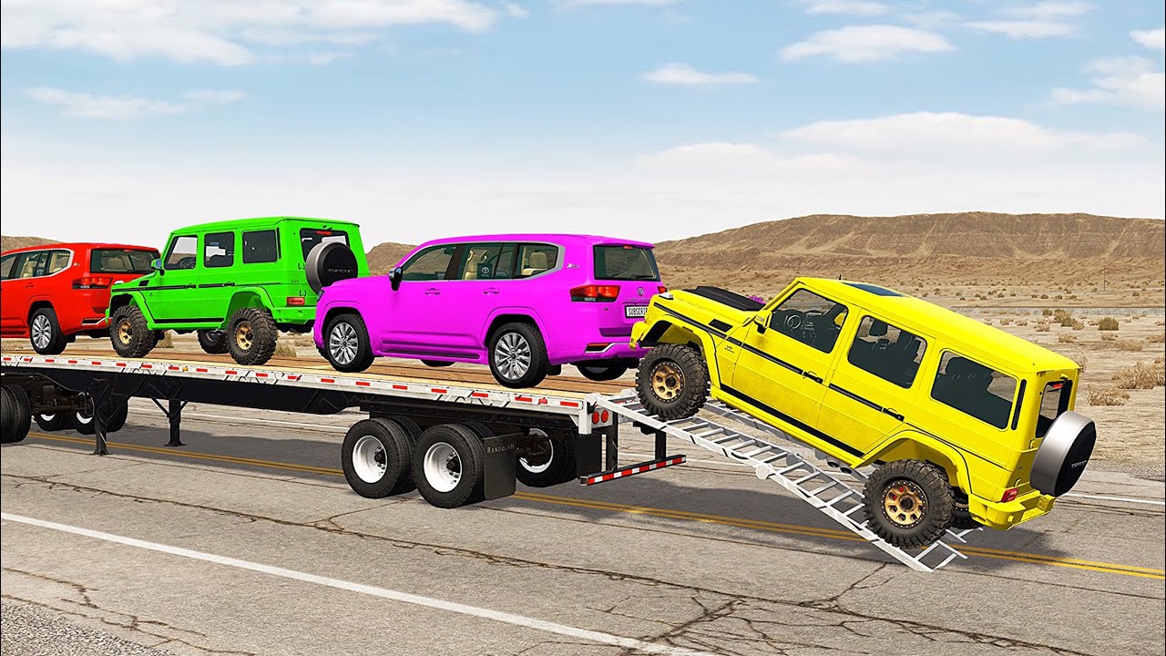 Flatbed Truck Mcqueen  | Transportation with Truck - Pothole vs Car #669 BeamNG.Drive