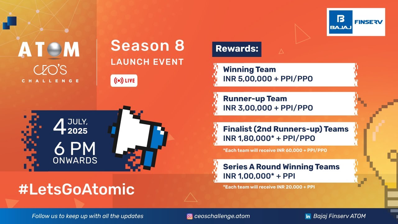 Bajaj Finserv | ATOM Season 8- CEO's Challenge Launch