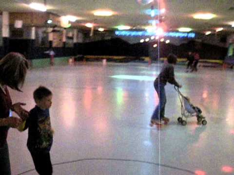 Brett Roller Skating & Mommy Pushing Dylan in Stro...