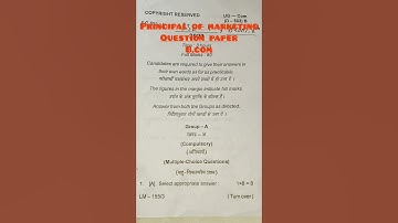 B.com principal of marketing question paper ll bbmku and vbu privious year question papers ll