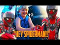 SPIDERMAN Gives GIFTS to KIDS!!!  ...and FIGHTS a GIANT Ducky (Cycling Sunday S3 E1)