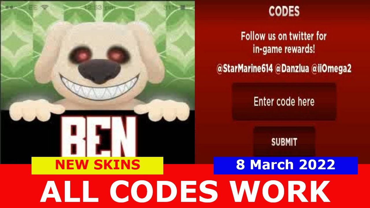 *ALL CODES WORK* [NEW SKINS!] Ben! ROBLOX | March 9, 2022 - YouTube