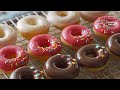 Moist Baked Doughnuts glazed with three different flavours.