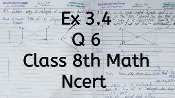 Ex 3.4, Q 6, Chapter 3, Understanding Quadrilaterals, Class 8th Math, Ncert