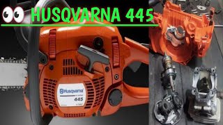 How to replace piston Husqvarna 445 chainsaw #engine #rebuild  chain break service #chainsaw