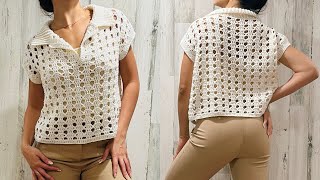 CAMISA A CROCHET - CROCHET POLO SHIRT || TUTORIAL ||