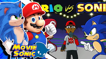 Movie Sonic and Mario React To Mario Vs Sonic - Cartoon Beatbox Battles!!