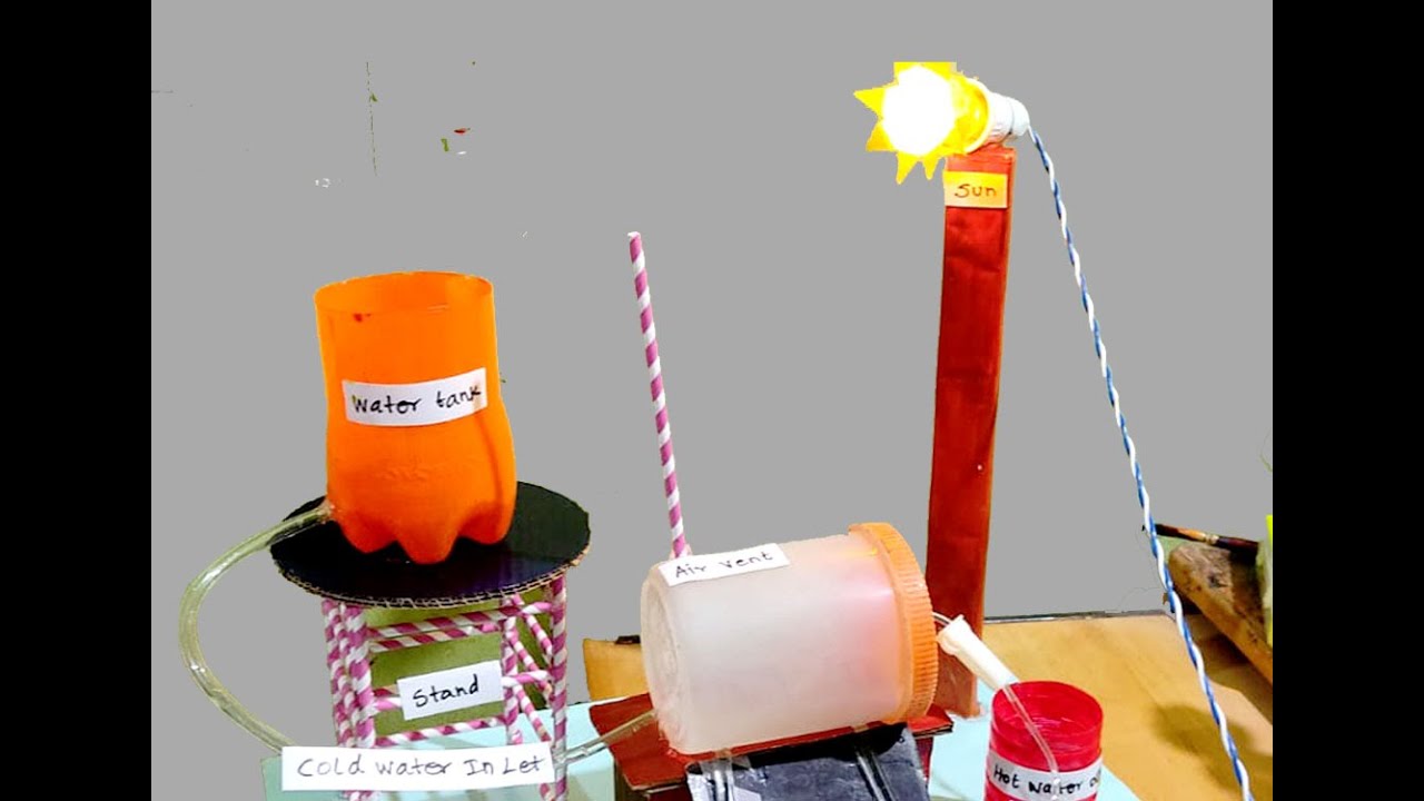 Solar water heater working model science project YouTube