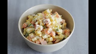 طرز تهیه سالاد روسی که هر چی بخوری سیر نمیشی | Original Russian Salad Recipe  - Eng Subs