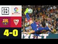 Spettacolo blaugrana con Suarez e Messi: Barcellona  Siviglia 4-0 | LaLiga | DAZN Highlights