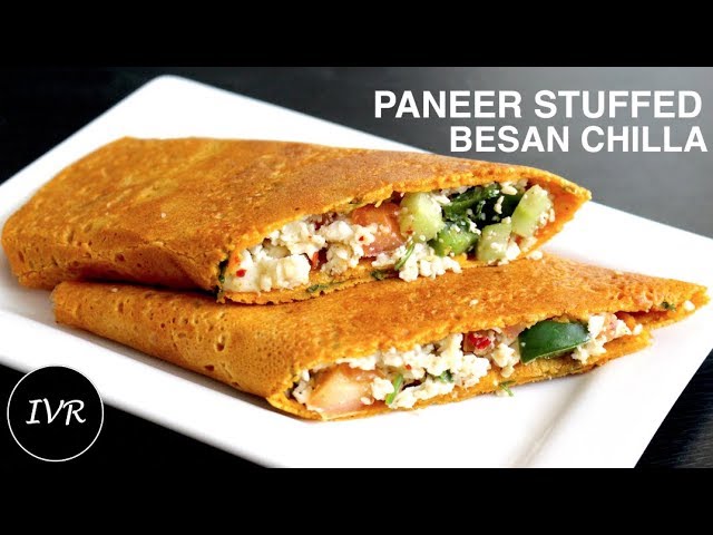 Besan Chilla with Paneer Filling | Stuffed Besan Chilla Recipe | Paneer Stuffed Cheela | Chilla | Indian Vegetarian Recipes