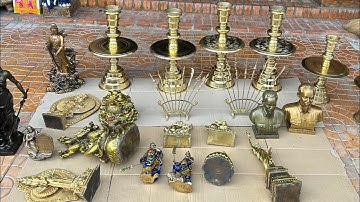 Lô ve Chai bằng đồng xưa _ Tượng đồng xưa _ Chân đèn đồng xưa. Ngày 2/7 #đồcổcầnthơ #đồcổ 