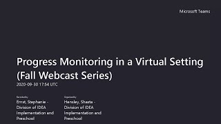 Progress Monitoring in a Virtual Setting (Fall Webcast Series)