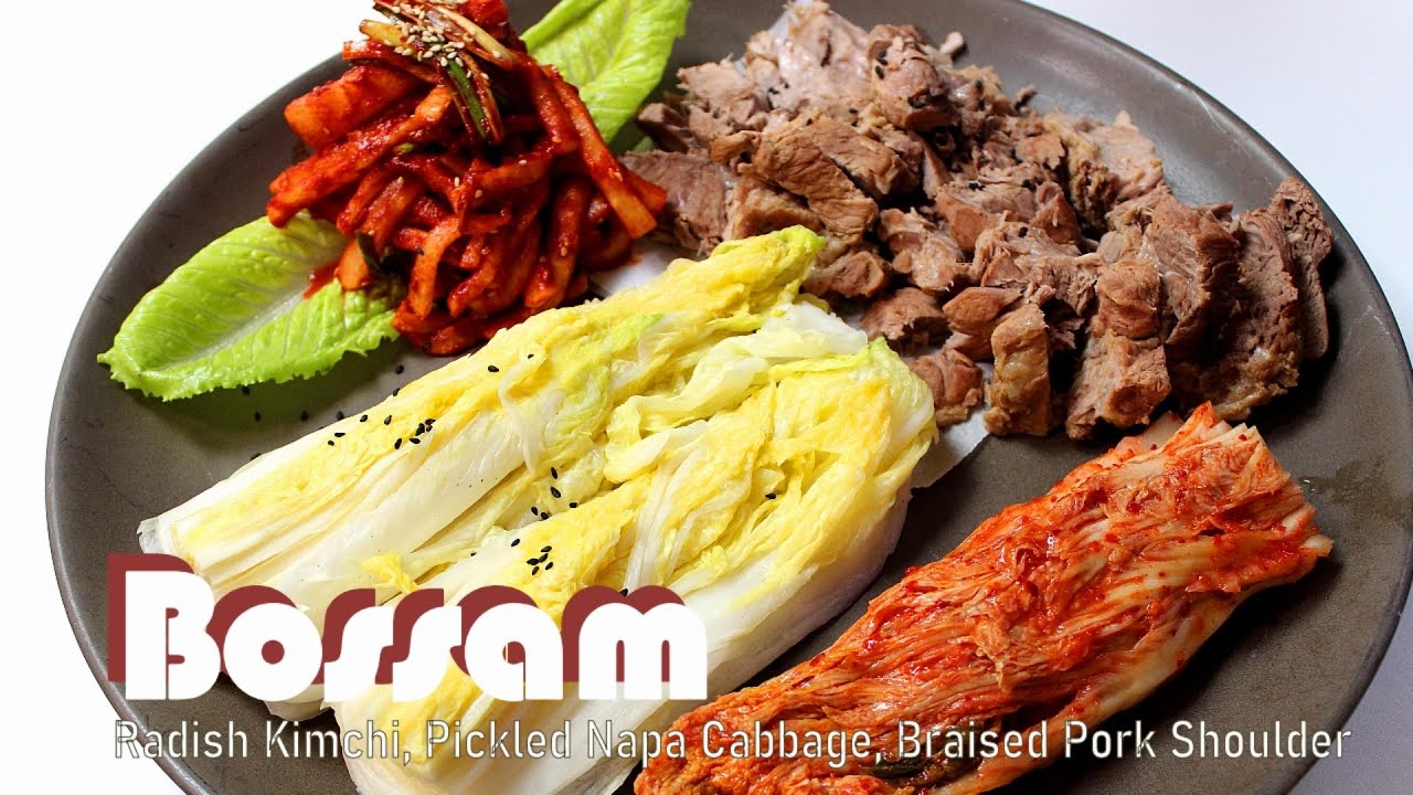 (Eng) KOREAN FOOD BOSSAM, CRUNCH RADISH KIMCHI, PICKLED NAPA CABBAGE