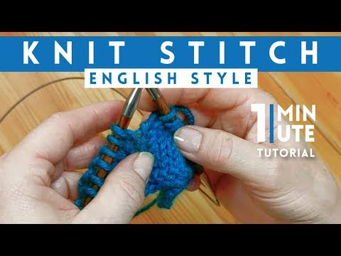 Knit Stitch  (English Style) - Quick 1 Minute Knitting Tutorial
