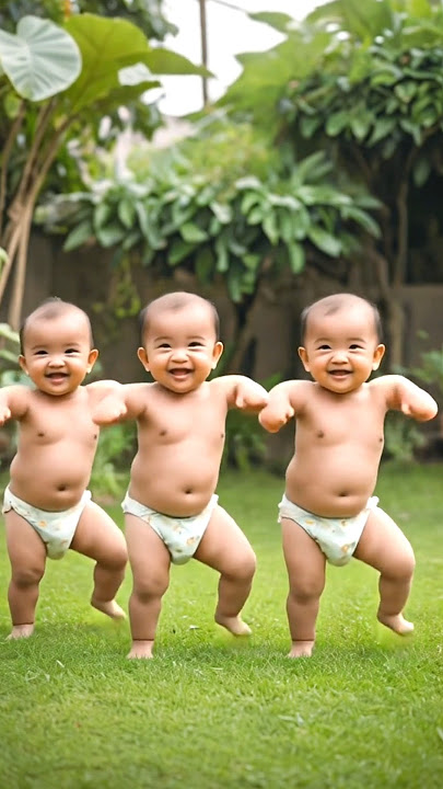 3 Chubby Babies Dancing Cutely in the Garden | Viral Baby Dance 2025