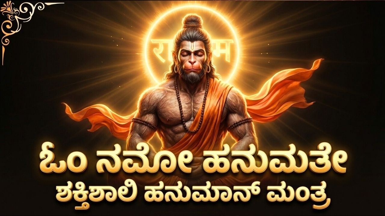 Om Namo Hanumate Rudravataraya | ಹನುಮಾನ್ ಮಂತ್ರ ಧ್ಯಾನ | Divine Golden Hanuman Loop 4K