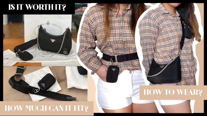 3 ways to style the black saffiano leather Prada Re-Edition purse🖤 wh, Prada Nylon Bag