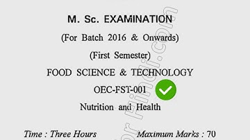 2019 Cdlu MSc Food Tech 1st Sem Nurition & Health Question Paper