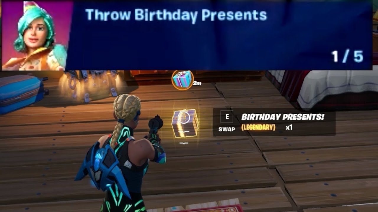 Throw birthday presents  Fortnite