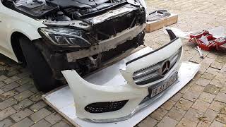 Mercedes W205 C class diamond grill installation and front bumper removal Resimi