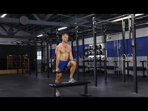 Alternating dumbbell box step ups