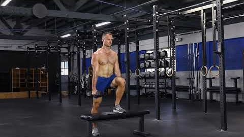 Alternating dumbbell box step ups