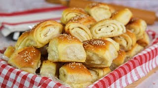 Rolls with cheeese. Fine and soft, the dough looks like cabbage leaves.