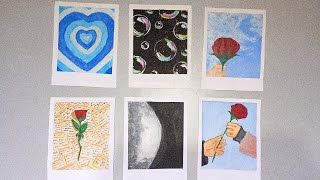 Polaroid painting|mini canvas painting|acrylic painting|watercolor|rose painting|bubble painting|art