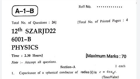 Jkbose Class 12th Physics Paper Summer Zone Jammu Division Annual 2022 Series B.